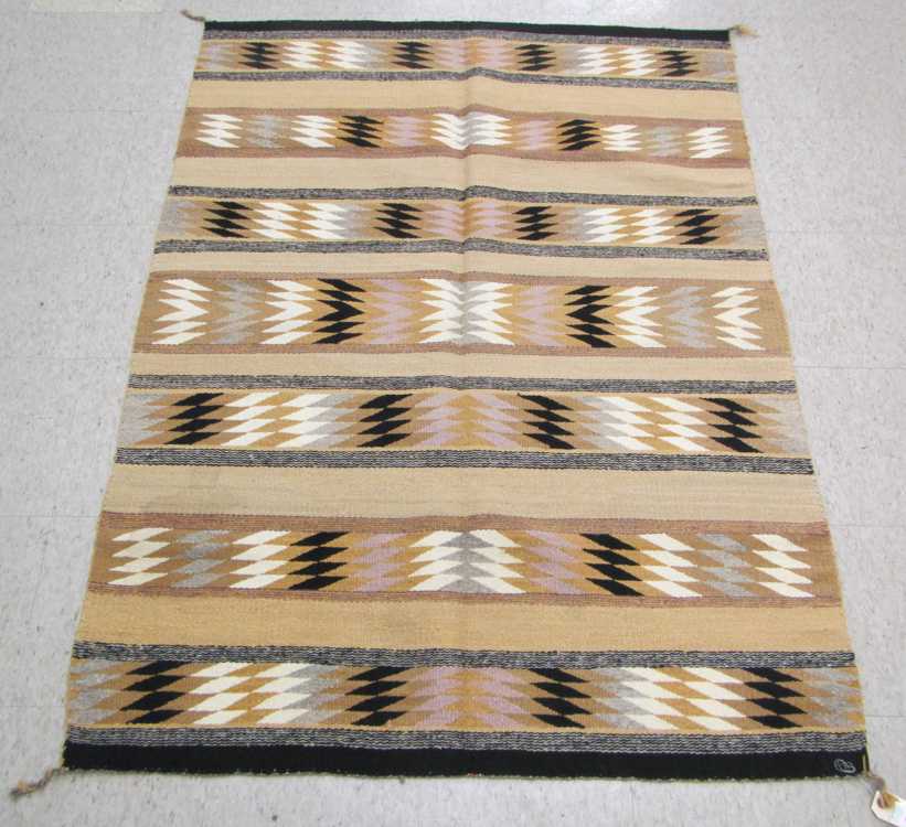 Appraisal: NAVAJO WEAVING repeating geometric stripe design hand woven ' x