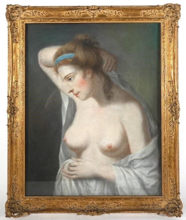 Appraisal: ANGELICA KAUFFMAN CLASSICAL FEMALE NUDE PASTELClassical female figure pastel on