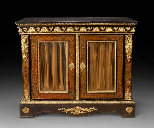 Appraisal: A Napoleon III gilt bronze mounted Boulle decorated ebonized cabinet