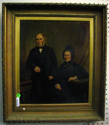 Appraisal: Unsigned x oil on board depicting a th century couple