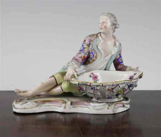 Appraisal: A Meissen porcelain figural salt th century modelled as a