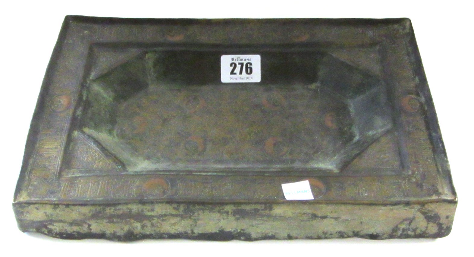 Appraisal: A Persian copper-alloy rectangular tray probably Khorassan th century engraved