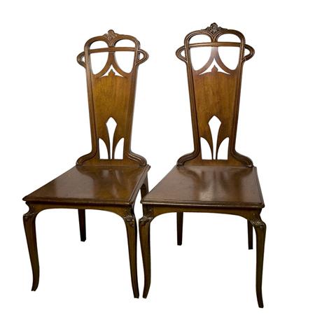 Appraisal: Pair of French Art Nouveau Fruitwood Side Chairs Estimate -