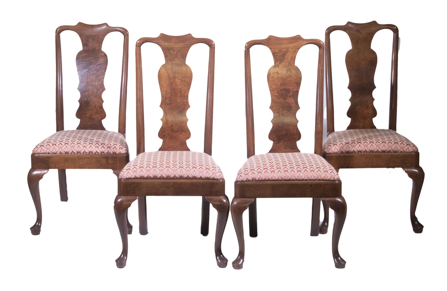 Appraisal: SET OF HENREDON QUEEN ANNE STYLE DINING CHAIRS Burled Mahogany