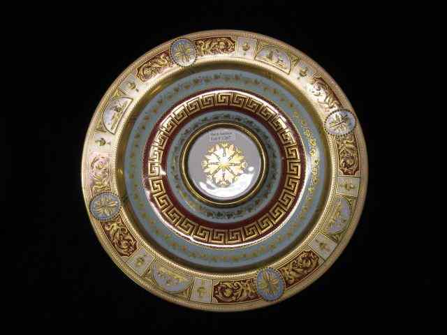 Appraisal: Royal Vienna Beehive Porcelain ServingDish elaborate goldwork neo-classical designs ''