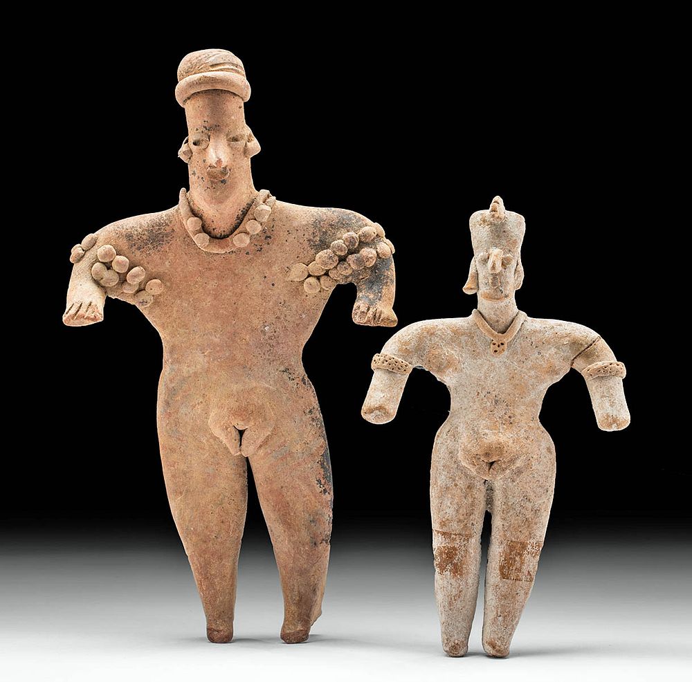 Appraisal: Exhibited - Colima Pottery Standing Female Figures Originally Listed At