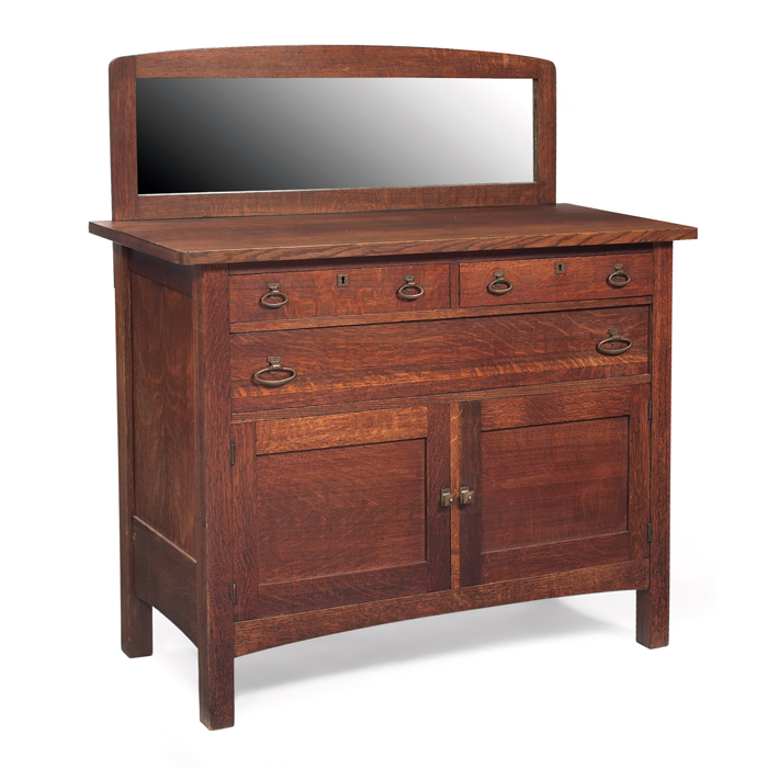 Appraisal: Limbert sideboard mirrored back above two half drawers and one