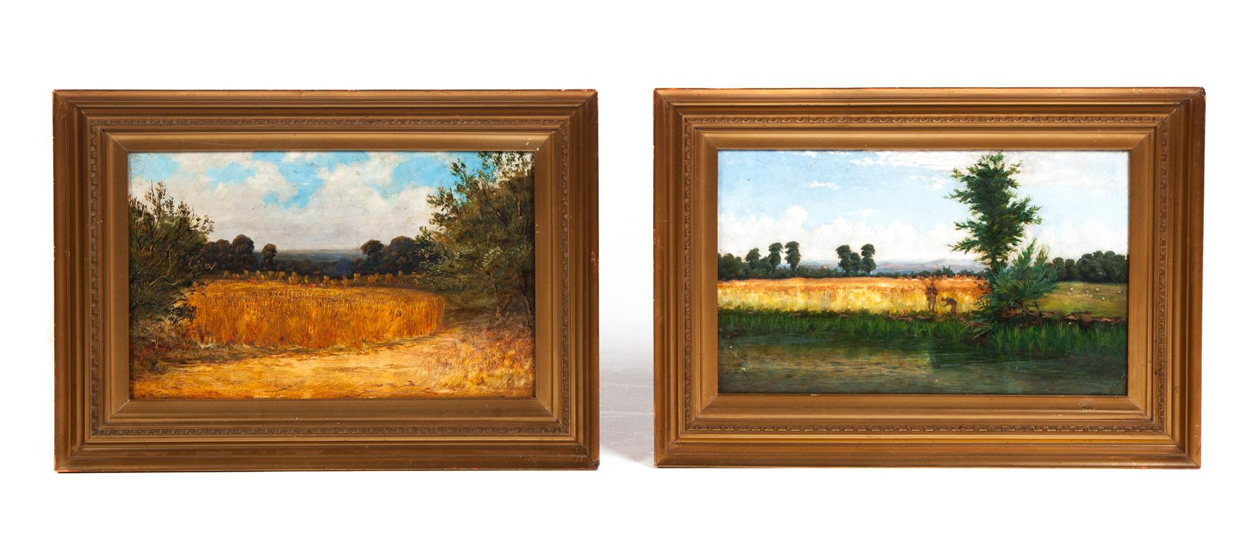 Appraisal: TWO LANDSCAPE PAINTINGS England rd quarter- th century Two scenes