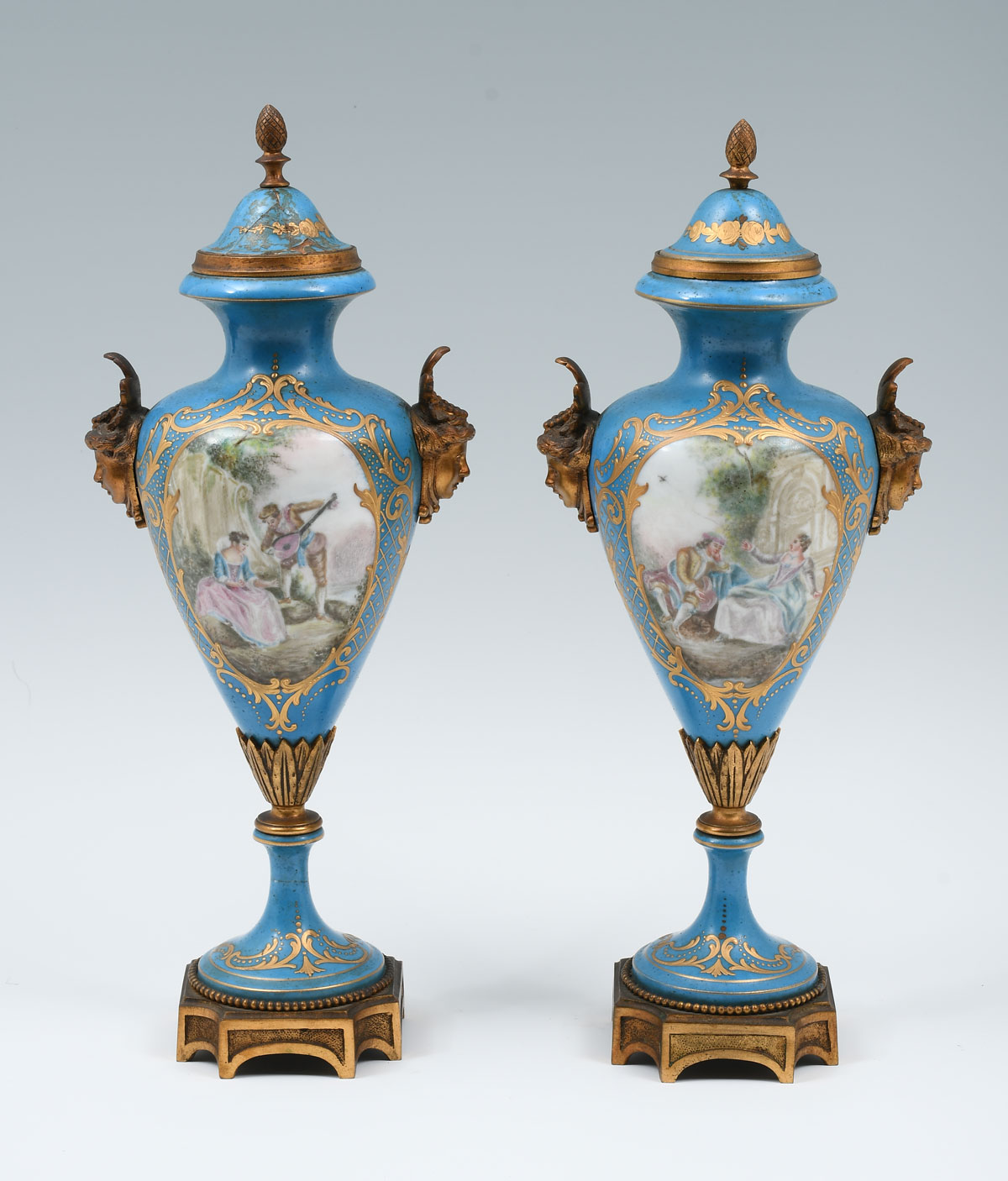 Appraisal: SEVRES STYLE ORMOLU MOUNTED VASES Pair of early th-Century blue