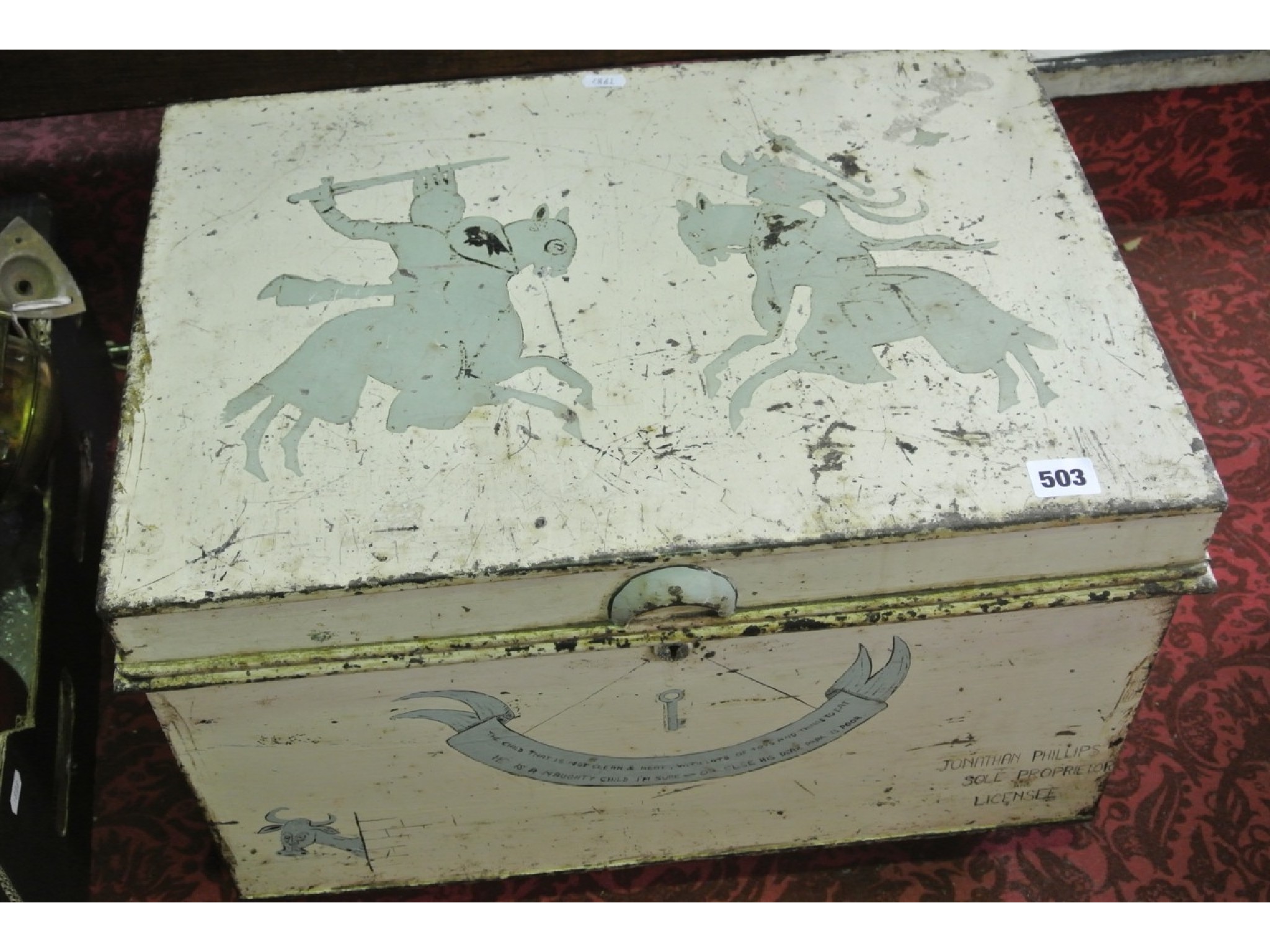 Appraisal: A th century steel trunk with painted finish the exterior