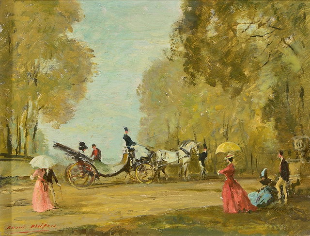 Appraisal: Roaul Millais British - Parkland scene with horse and cart