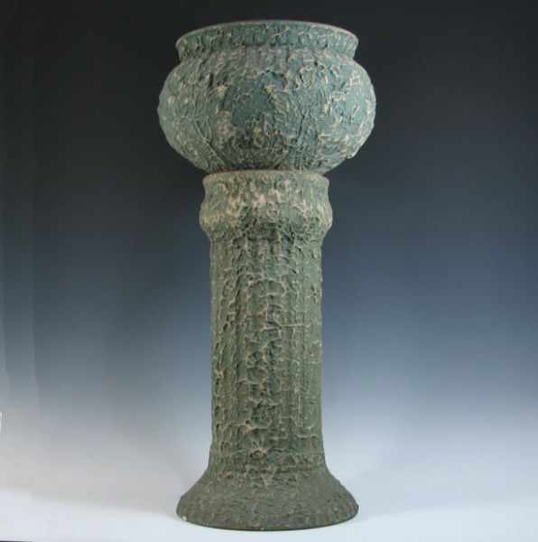 Appraisal: Robinson Ransbottom Rufftone Jardiniere and Pedestal unmarked jardiniere is in