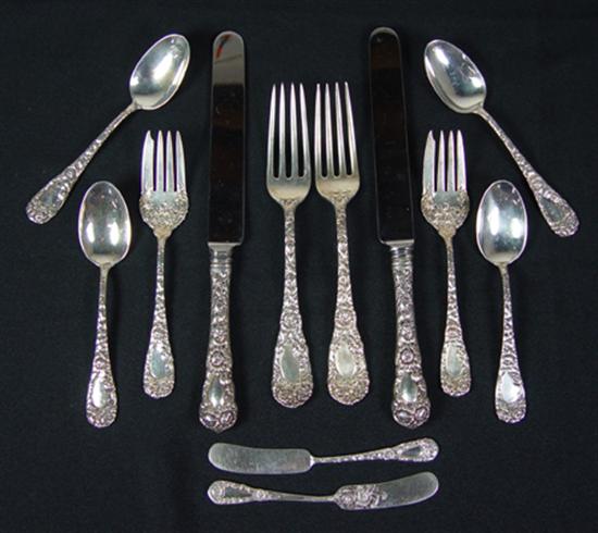 Appraisal: Durgin Sterling Flatware Chrysanthemum pattern Two dinner forks two dinner