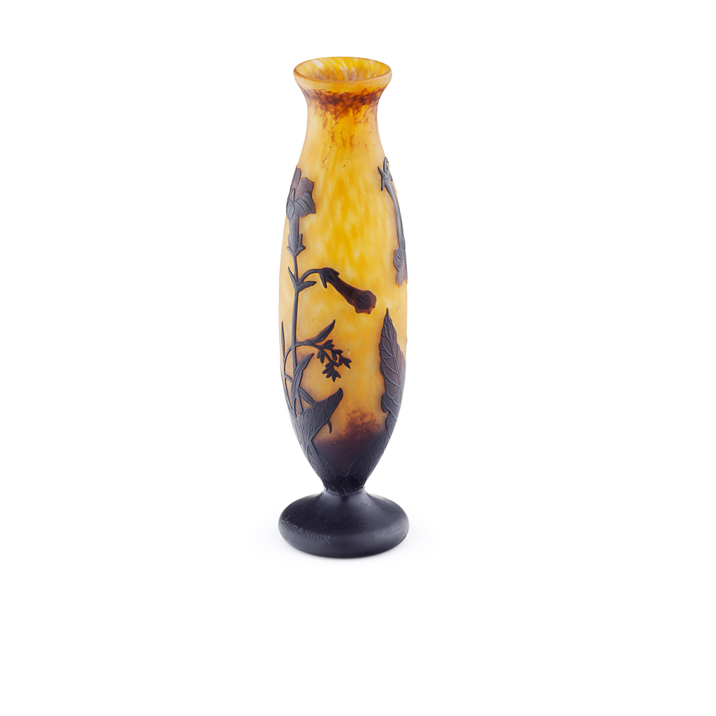 Appraisal: DAUM NANCY 'NICOTIANA' CAMEO GLASS VASE CIRCA of elongated baluster