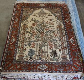 Appraisal: Pakistani carpet with tree of life pattern ' x '