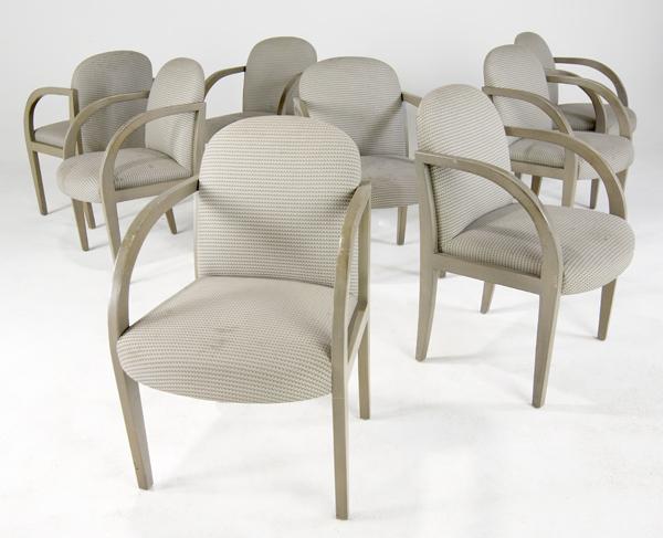 Appraisal: DONGHIA Set of eight chairs upholstered in taupe fabric on