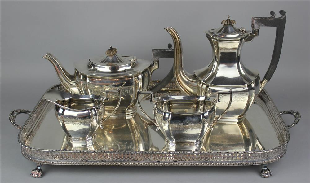 Appraisal: GEORGE V SILVER FOUR-PIECE COFFEE AND TEA SERVICE Birmingham and