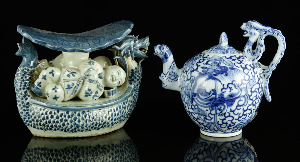 Appraisal: - Chinese Blue and White Items Lot of two Chinese