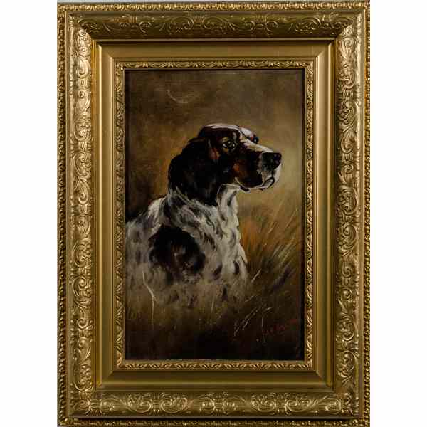 Appraisal: J E Creswill unknown origin th th century Spaniel Portrait