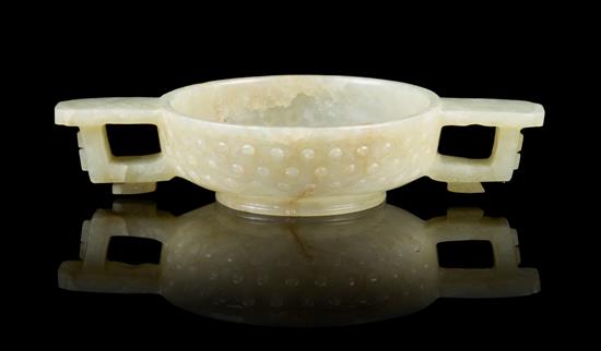 Appraisal: Sale Lot A Chinese Jade Double Handled Cup th th