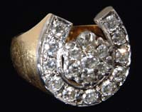 Appraisal: K YELLOW AND WHITE GOLD DIAMOND HORSESHOE CLUSTER RING Gentleman