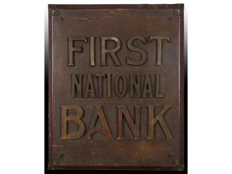 Appraisal: Copper Brass st National Bank Sign Description '' x ''