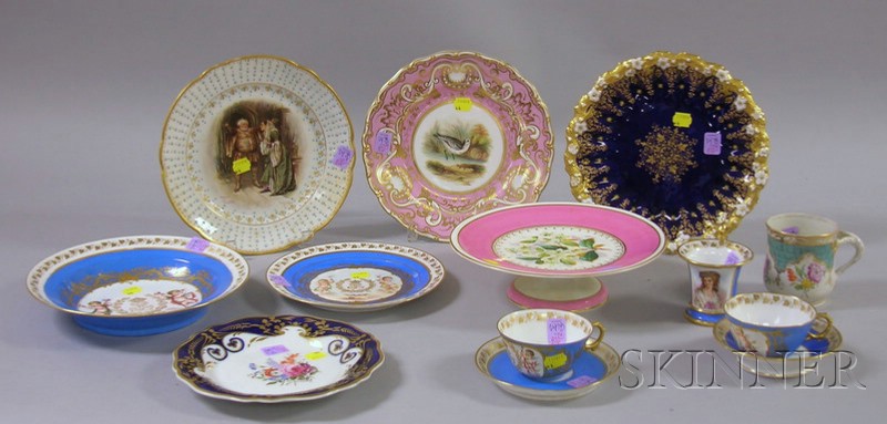 Appraisal: Thirteen English and Continental Decorated Porcelain Tableware Items a hand-painted