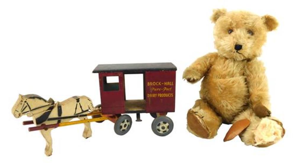 Appraisal: TOYS American mohair stuffed bear and a Brock Hall delivery