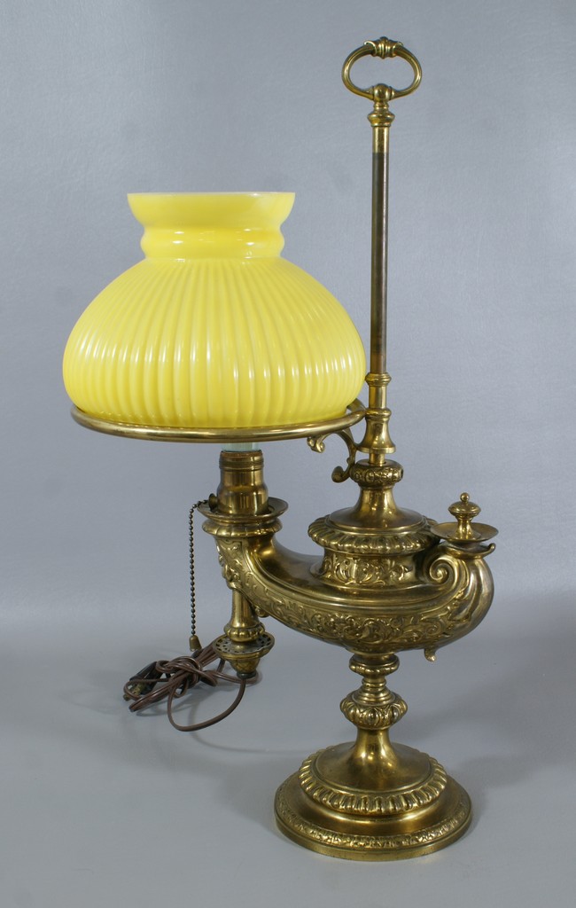 Appraisal: Wild and Wessel Berlin brass Aladdin student lamp with yellow