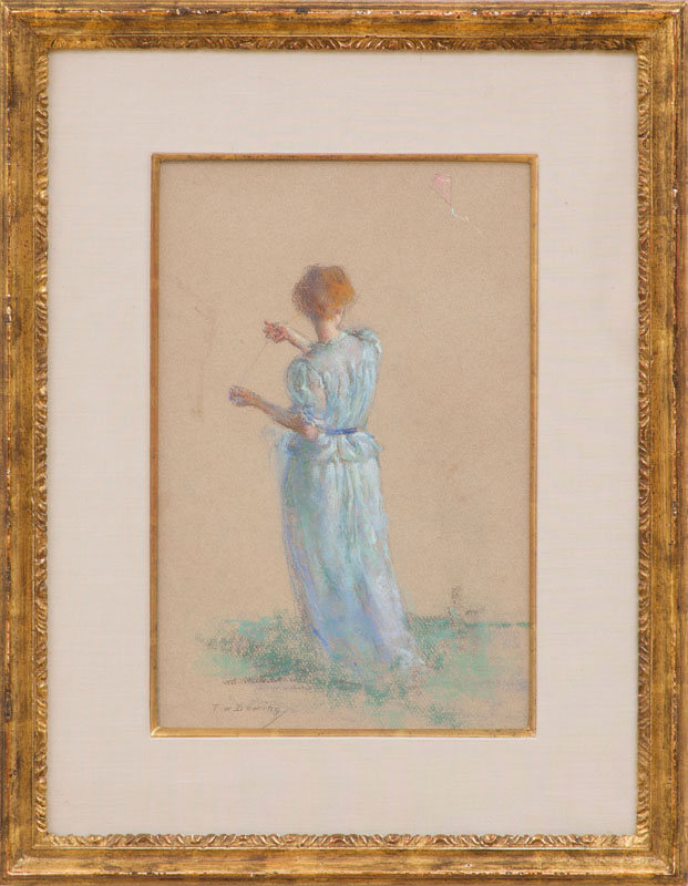 Appraisal: THOMAS WILMER DEWING - LADY WITH A KITE Pastel on