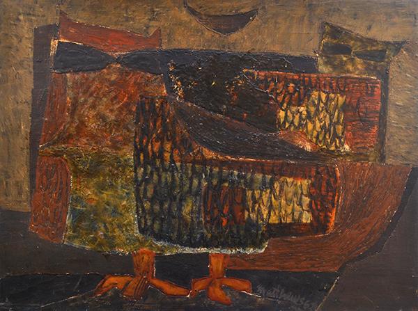 Appraisal: NEVILLE MATTHEWS - Night Birds oil on masonite NEVILLE MATTHEWS