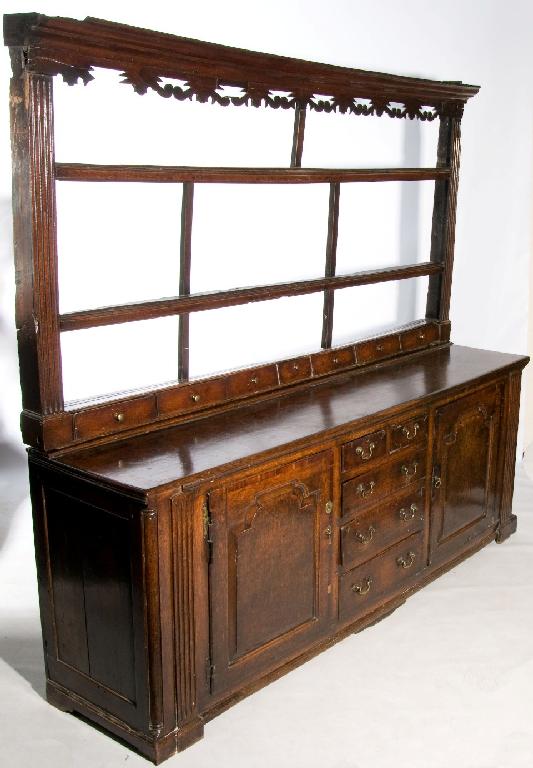 Appraisal: th CENTURY OAK CUMBERLAND DRESSER AND RACK the rack with