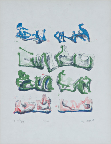 Appraisal: Henry Moore British - Eight Reclining Figures Lithograph in colors