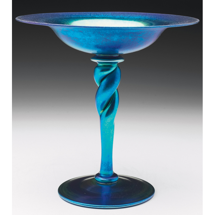 Appraisal: Steuben compote large shape with a twisted stem blue Aurene