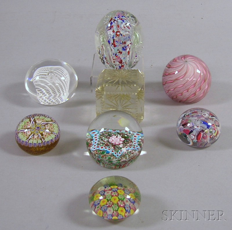 Appraisal: Eight Assorted Art Glass Paperweights Good condition some minor surface