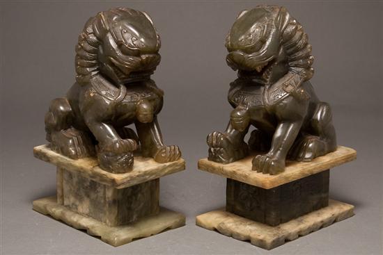 Appraisal: Pair of Chinese carved hardstone foo lion-form bookends th century