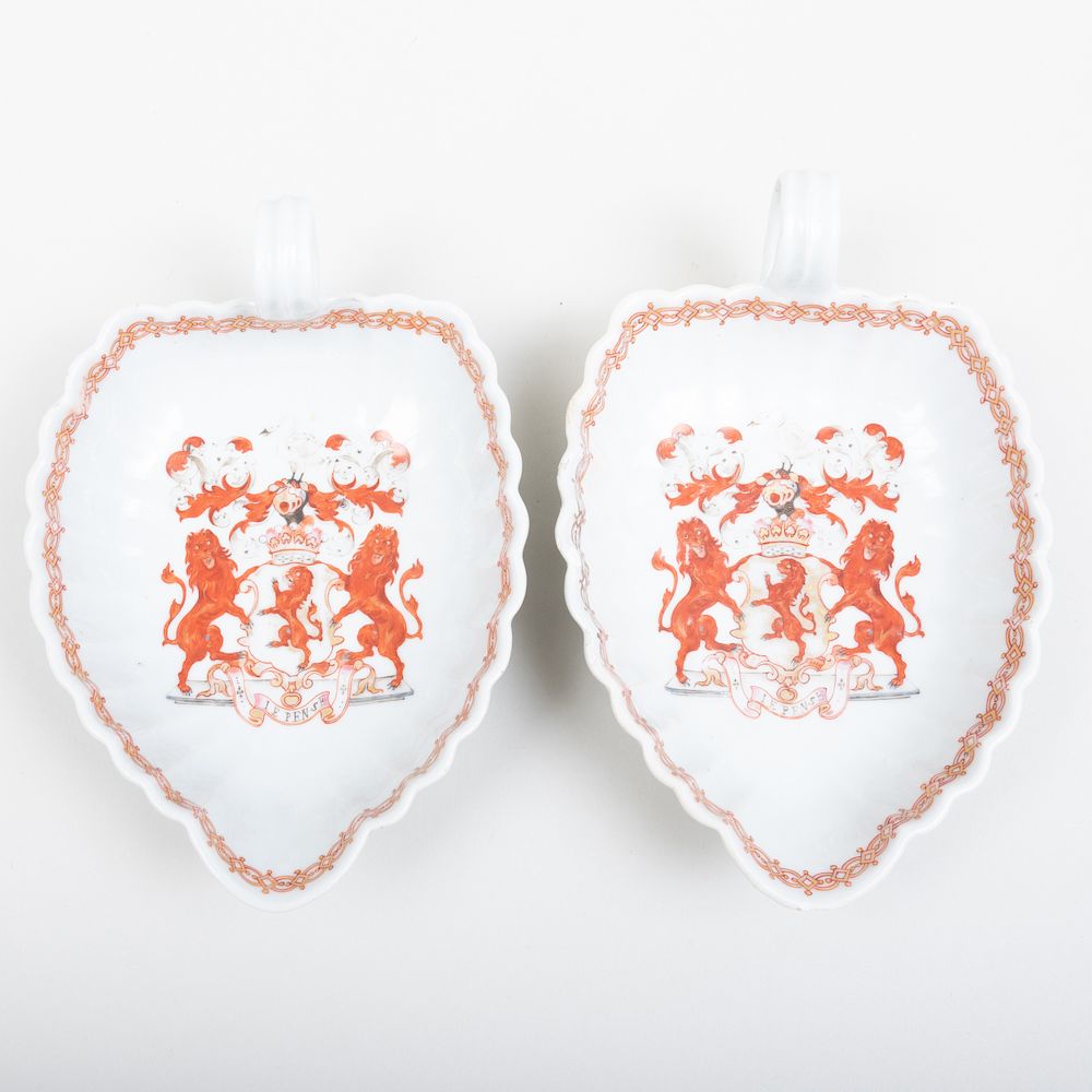 Appraisal: Pair of Chinese Export Porcelain Sauceboats Decorated with the Arms