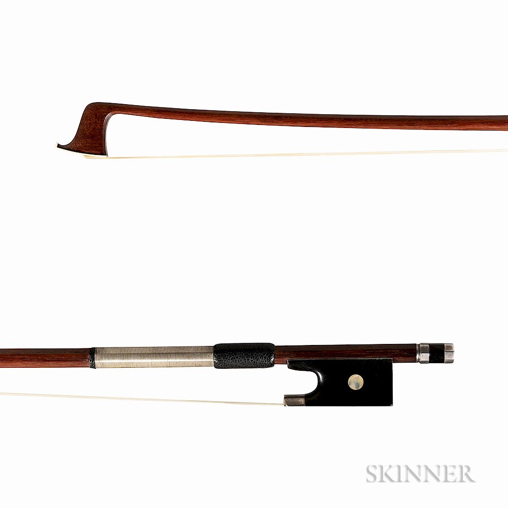 Appraisal: Silver-mounted Violin Bow Attributed to H R Pfretzschner Silver-mounted Violin