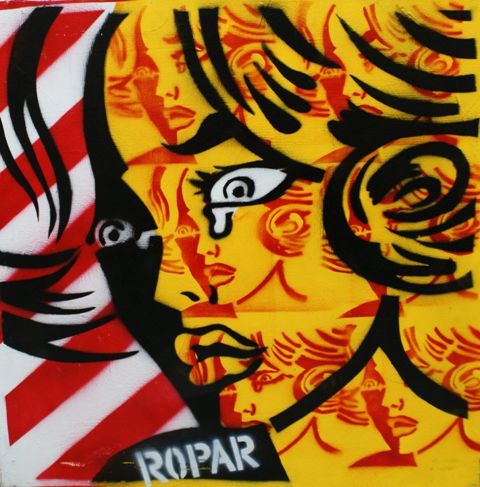 Appraisal: Dennis Ropar born Homage to Lichtenstein acrylic on canvas x