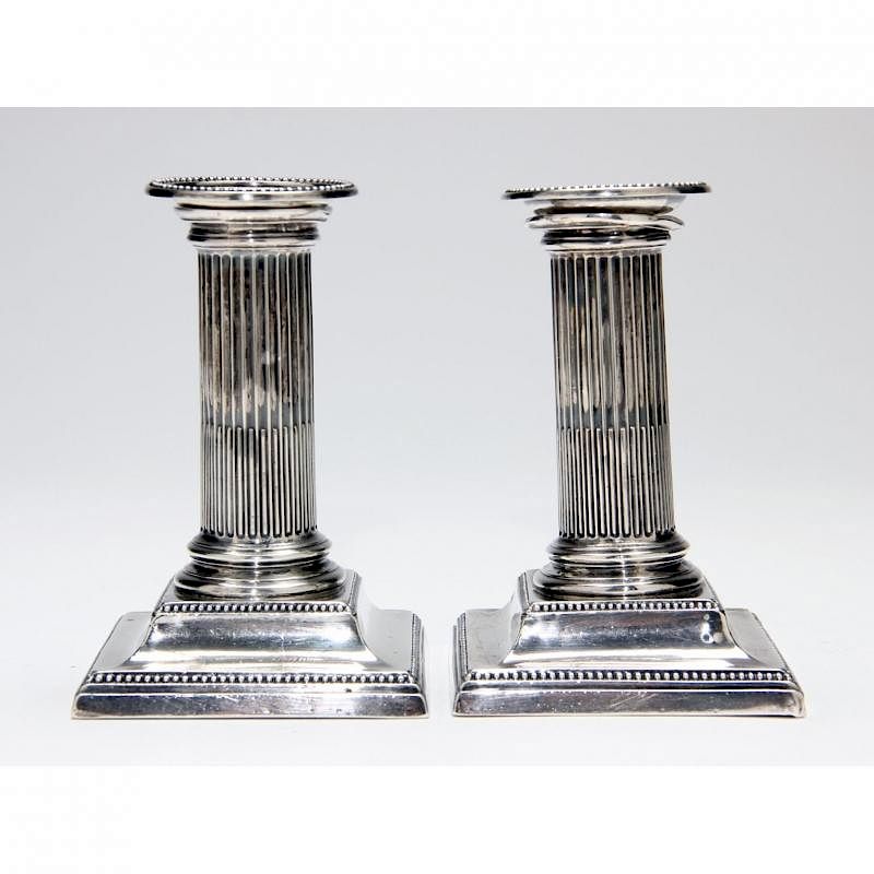 Appraisal: Pair of Victorian Silver Candlesticks in the form of Doric