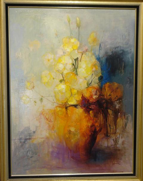 Appraisal: F Felmart o c vase of yellow flowers x Estimate