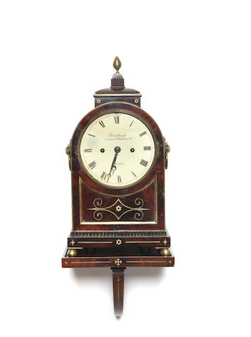 Appraisal: A Regency brass inlaid mahogany twin fusee bracket clock and