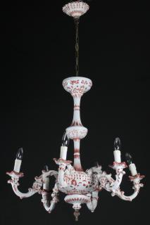 Appraisal: French porcelain French porcelain chandelier having a shaped standard with