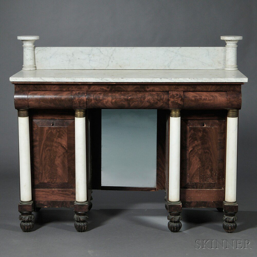 Appraisal: Classical Mahogany Mahogany Veneer and Marble Sideboard possibly New York