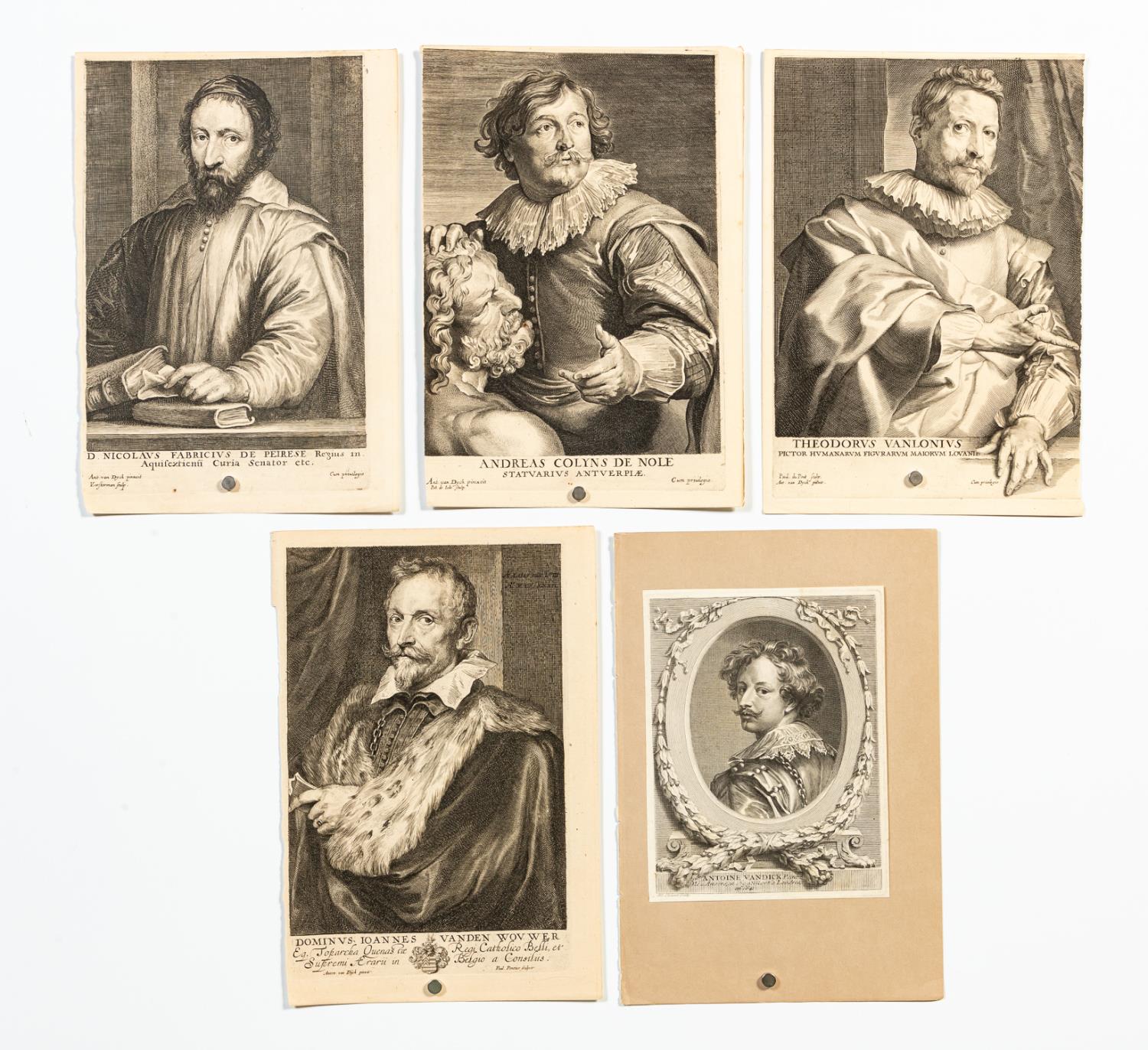 Appraisal: GROUP OF FIVE UNFRAMED ENGRAVINGS VAN DYCK Group of five