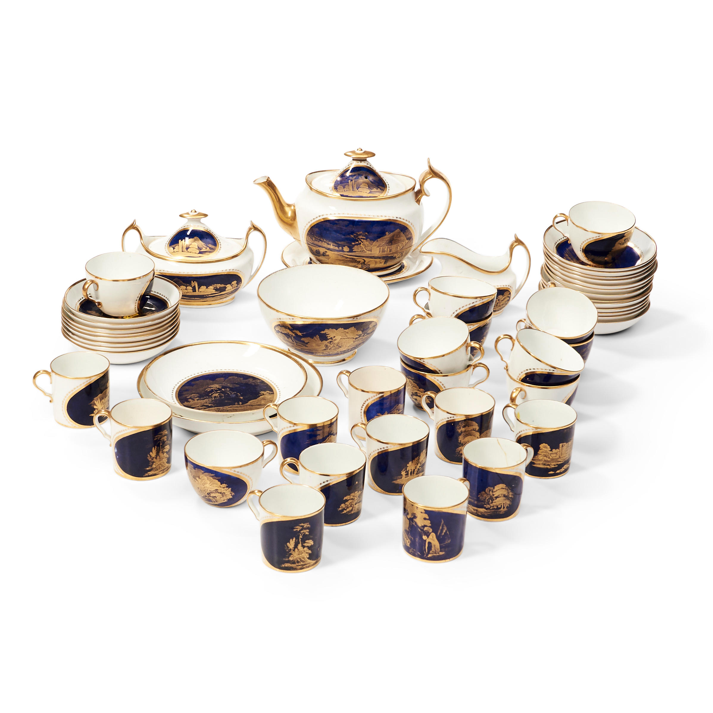 Appraisal: ENGLISH PORCELAIN TEA SERVICE including teapot covered sugar creamer teacups