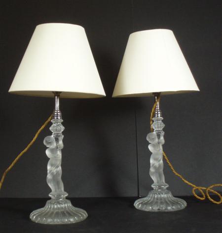 Appraisal: A pair of Baccarat figural glass lamps each part frosted