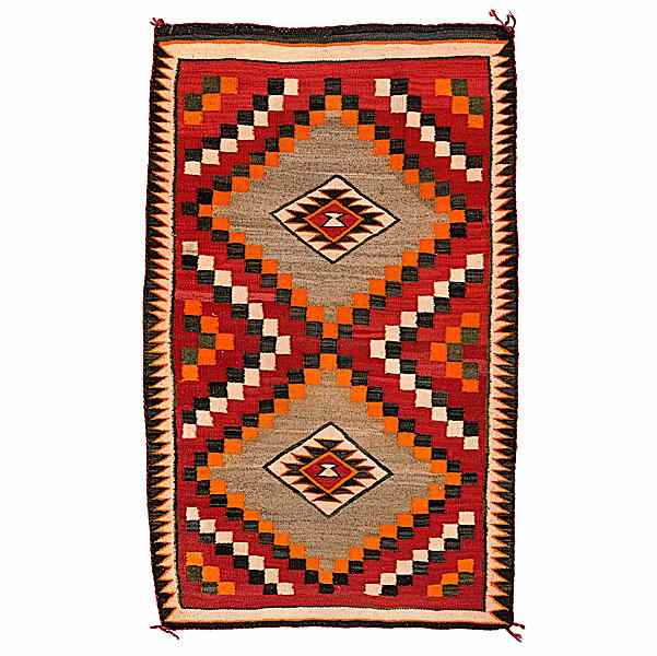 Appraisal: Navajo Western Reservation Weaving hand-spun wool using deep colors of