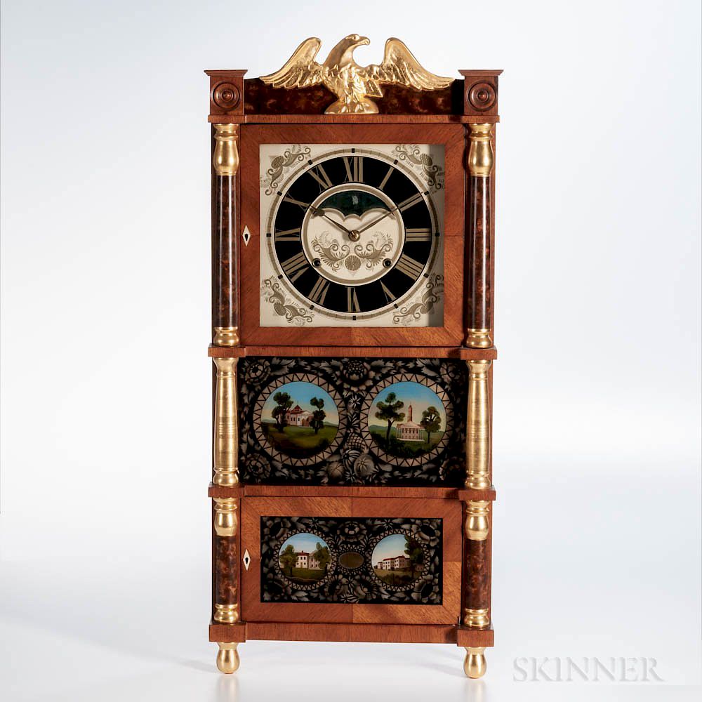 Appraisal: Birge Gilbert Triple-decker Shelf Clock Birge Gilbert Triple-decker Shelf Clock