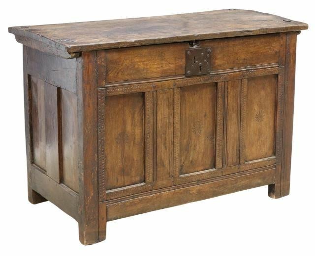 Appraisal: French Provincial oak storage chest early th c having paneled